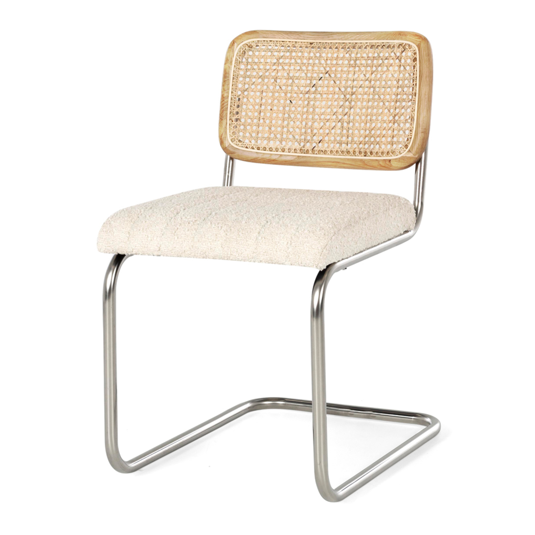Breuer Dining Chair Natural Oak Boucle Seat image 1